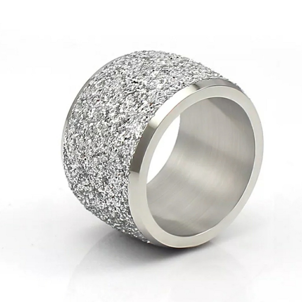 Stainless steel silver glitter ring. - Picture 2 of 8